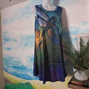 Women's size M cute dragonfly sleeveless dress, great condition